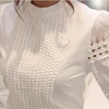 2022 Summer New Women Blouses Slim Bottoming Long-sleeved White Shirt Lace Hook Flower Hollow Casual Shirts Blouse Plus Size 5xl ► Photo 1/5