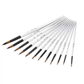 

ZhuTing 12Pcs Nylon Hair Wooden Handle Watercolor Paint Brush Pen Set for Learning Oil Acrylic Painting Art Paint Brushes Supp