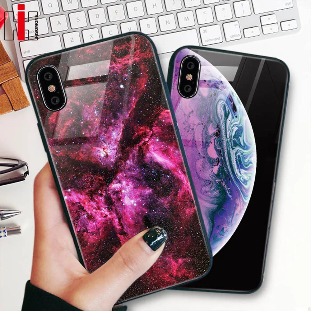 Роскошный стеклянный чехол Hisomone для iPhone 7 6 S 8 Plus силиконовый XS MAX XR X милая