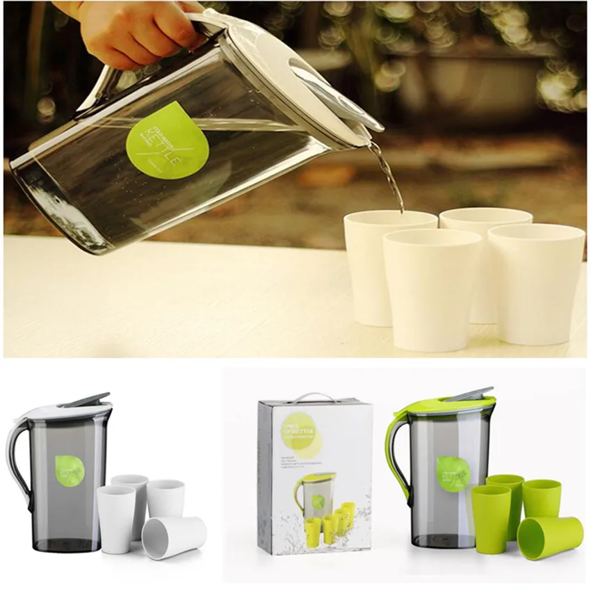 2.1L Juice Milk Cold Water Kettle With 4 Cups Drinking Bottle Large