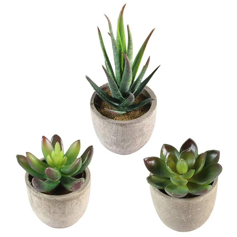 

IALJ Top 3pcs Decorative Faux Succulent Artificial Succulent Fake Simulation Plants with Pots