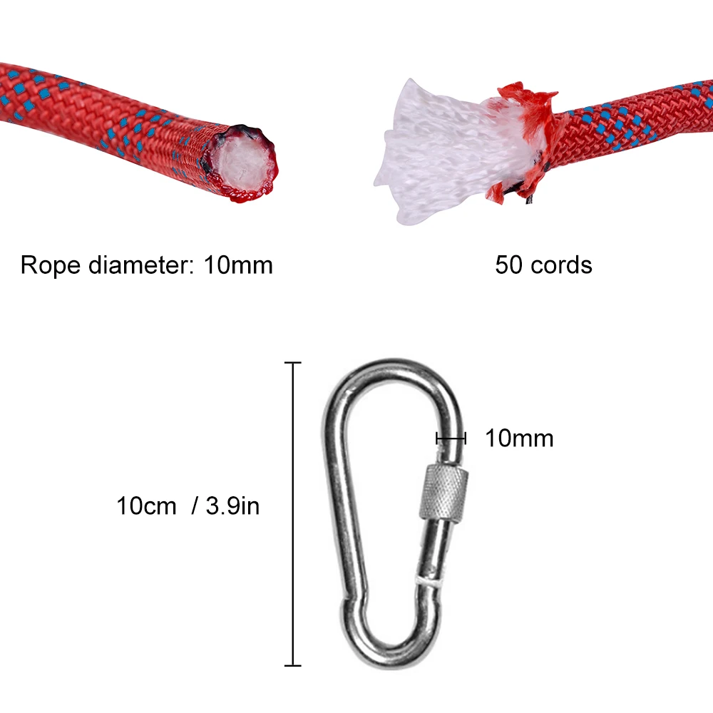 10 м/20 м/30 м 50 нитей Скалолазание Веревка безопасности пожарный спасательный ледяной скалолазание парашют веревка с карабином