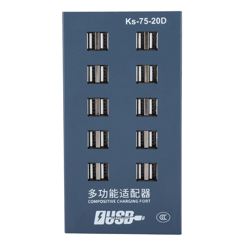 

20 Port USB Charging Hub with Cooling fan 75W High Speed Data Transfer Adapter US Plug 100-240V for iPhone Phone Charger