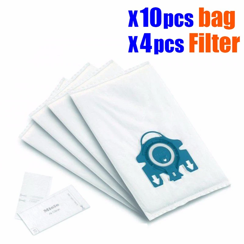 

10x Vacuum Cleaner Dust Bag + 4x Filters For Miele 3D/GN/COMPLETE C2/C3 S2/S5/S8