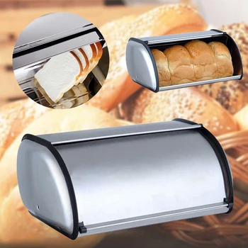 

1pc 34x21x14.5cm Stainless Steel Bread Box Storage Bin Keeper Food Kitchen Container