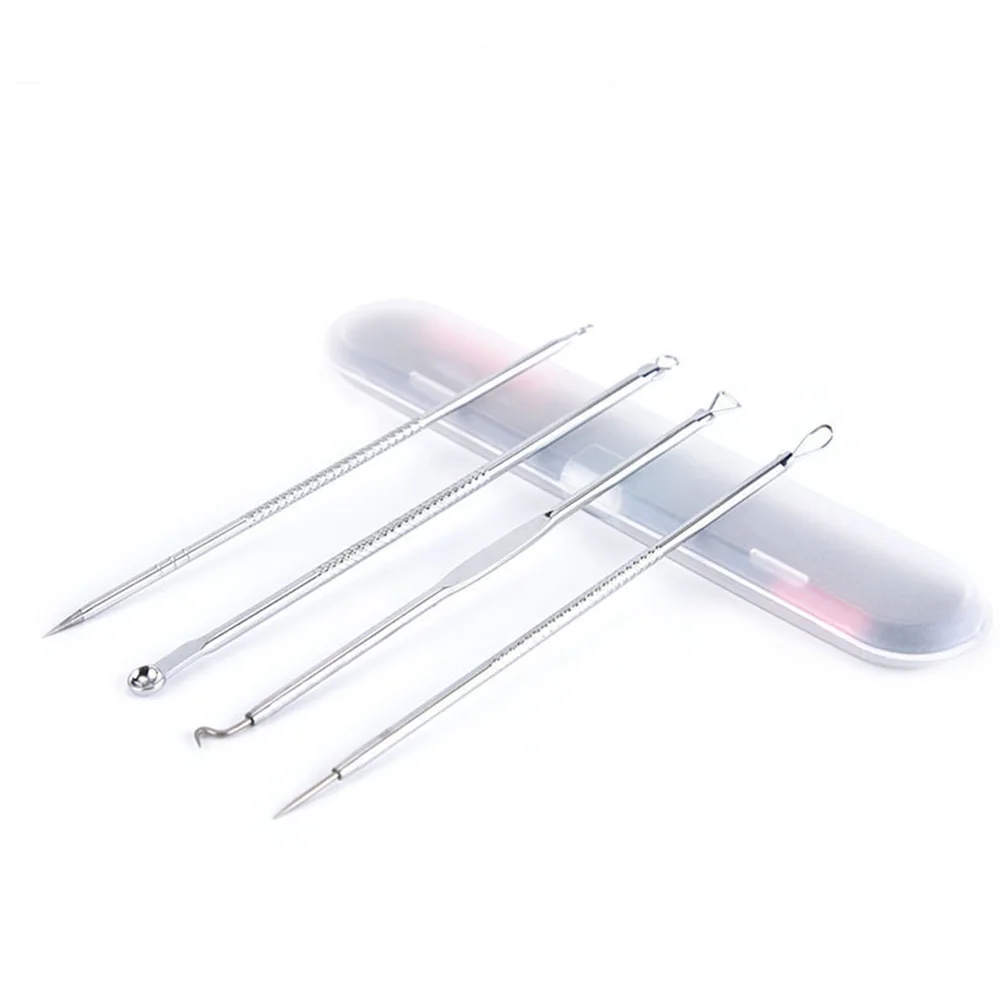 

4 pieces of Multifunctional Silver Stainless Steel Acne Needle Stainless Steel Acne Bud Extractor Acne needle set