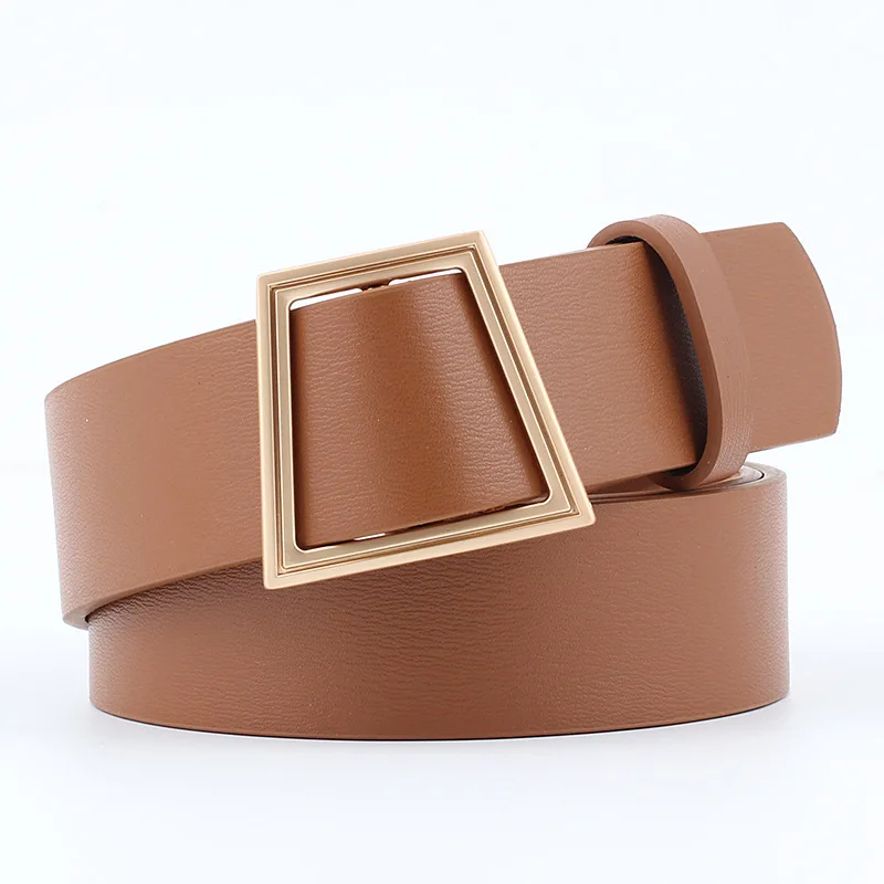 

2019 New Square Buckle Leather Of Women Belt Wide Belt Female Belts Metal Smooth Buckle Belts For Women Lady Girdle Kemer