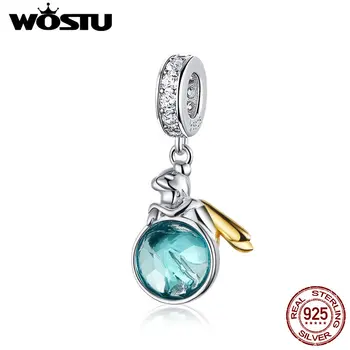 

WOSTU New 925 Sterling Silver Bead Elf Planet Green Zircon Charms Fit Original Bracelet Pendant Charms For Jewelry Making CTC057