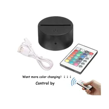 USB кабель Touch Цоколи для 3D светодиодный ночной Светильник Замена 7 цветов светильник основание настольной держатель украшения Porta лампада