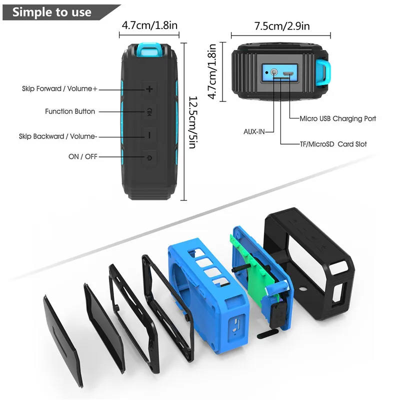 LEORY TWS IP67 Водонепроницаемый bluetooth динамик 2200 мАч мини сабвуфер умный динамик для наружного велоспорта Handfree радио FM