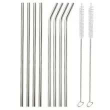 10 шт многоразовые металлические трубочки для питья из нержавеющей стали 304 крепкий прямой набор щеток для чистки бар вечерние аксессуары