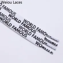 Weiou Fashion 7mm Width Double-sided Silk Screen Printing Universal Shoe Laces Flat Printed WORLD FAMOUS Shoelaces Personality