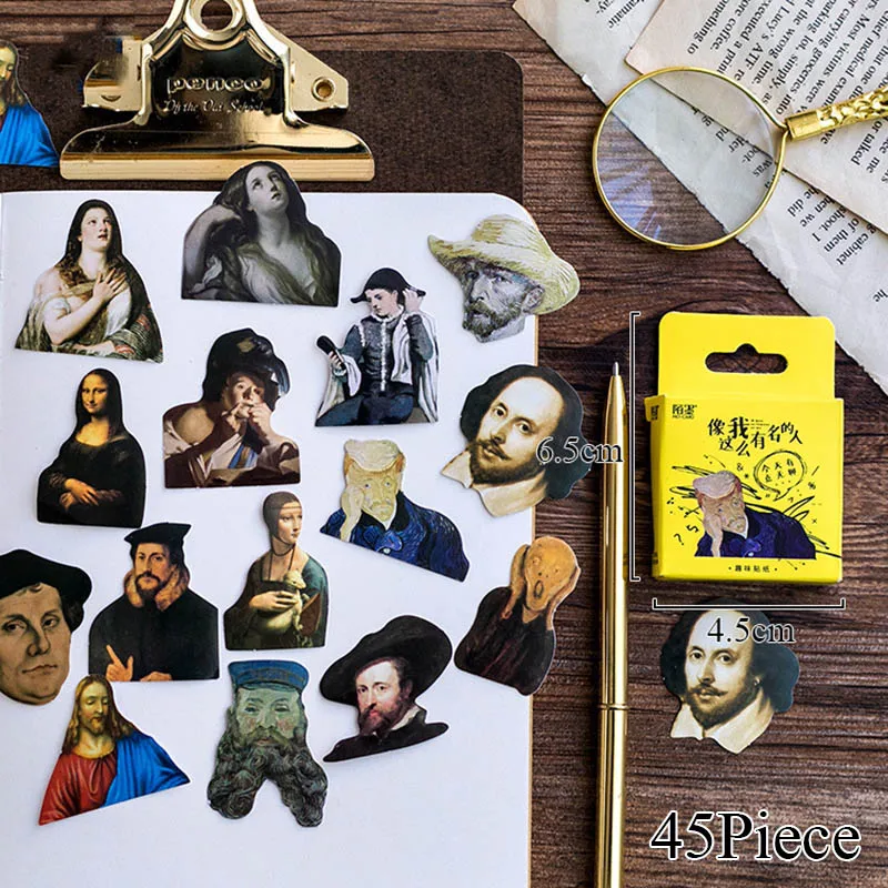 

45pcs/Box Famous People Mini Sticker Stranger Things Label Laptop Stickers For Kids Decoration DIY Scrapbooking Classic Toys