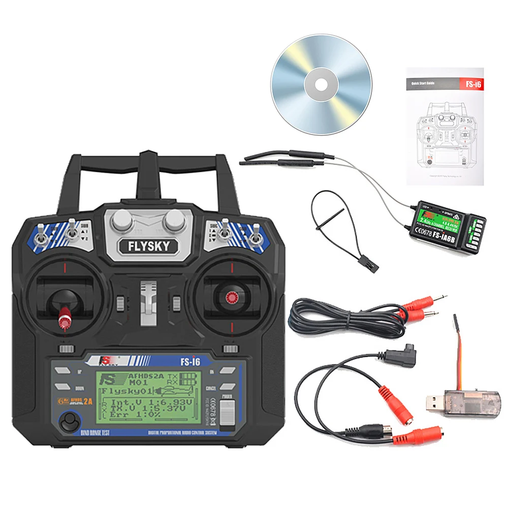 

Drone FS-i6 Remote Controller Transmitter 2.4G 6CH iA6B Receiver RC Flight Simulator Wireless for Fixed-Wing Glider Helicopter