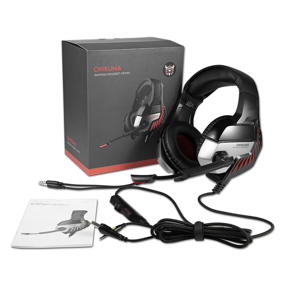 ONIKUMA K5 Pro Stereo Gaming Headset Over ear наушники с микрофоном светодиодный свет для Xbox