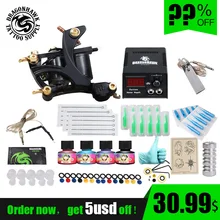 Дешевые новичок татуировки комплект высокая стоимость-производительность 1 татуировки машина пистолет 4 татуировки чернила татуировки поставка