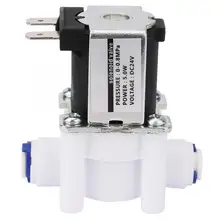 Запорный клапан 24VDC N/C пластиковый Электрический электромагнитный клапан быстрое соединение для водоочистителя Соленоидный клапан скидка