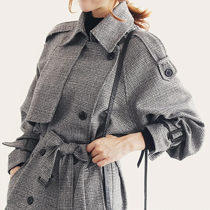 Windbreaker 2018 Latest Suit dress Fine Plaid Trench Coat