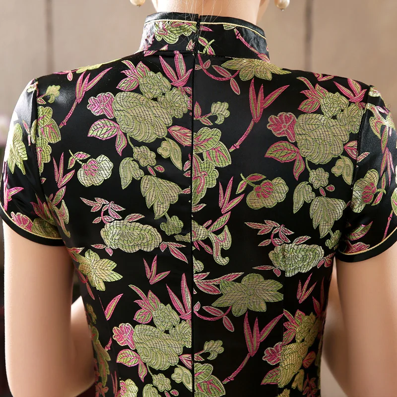 Женское длинное платье Qipao Qi Pao с золотыми нитями и вышивкой вечернее на платформе
