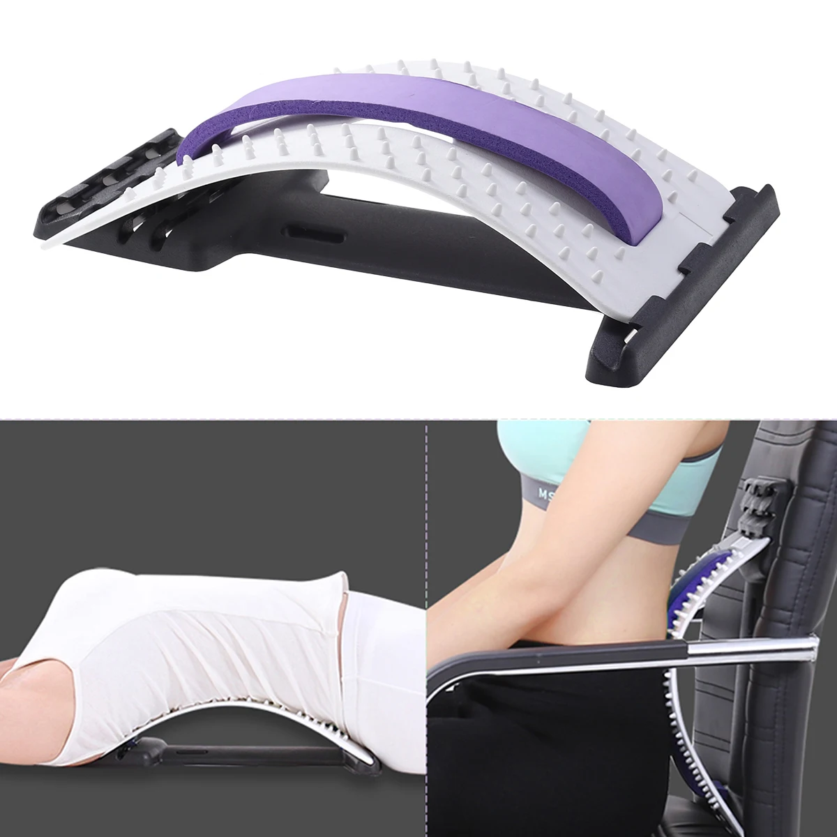 

4Pcs Stretching Device Portative ABS Durable Waist Pad Stretching Device for Waist Pain Relief Spine Relaxation Lumbar