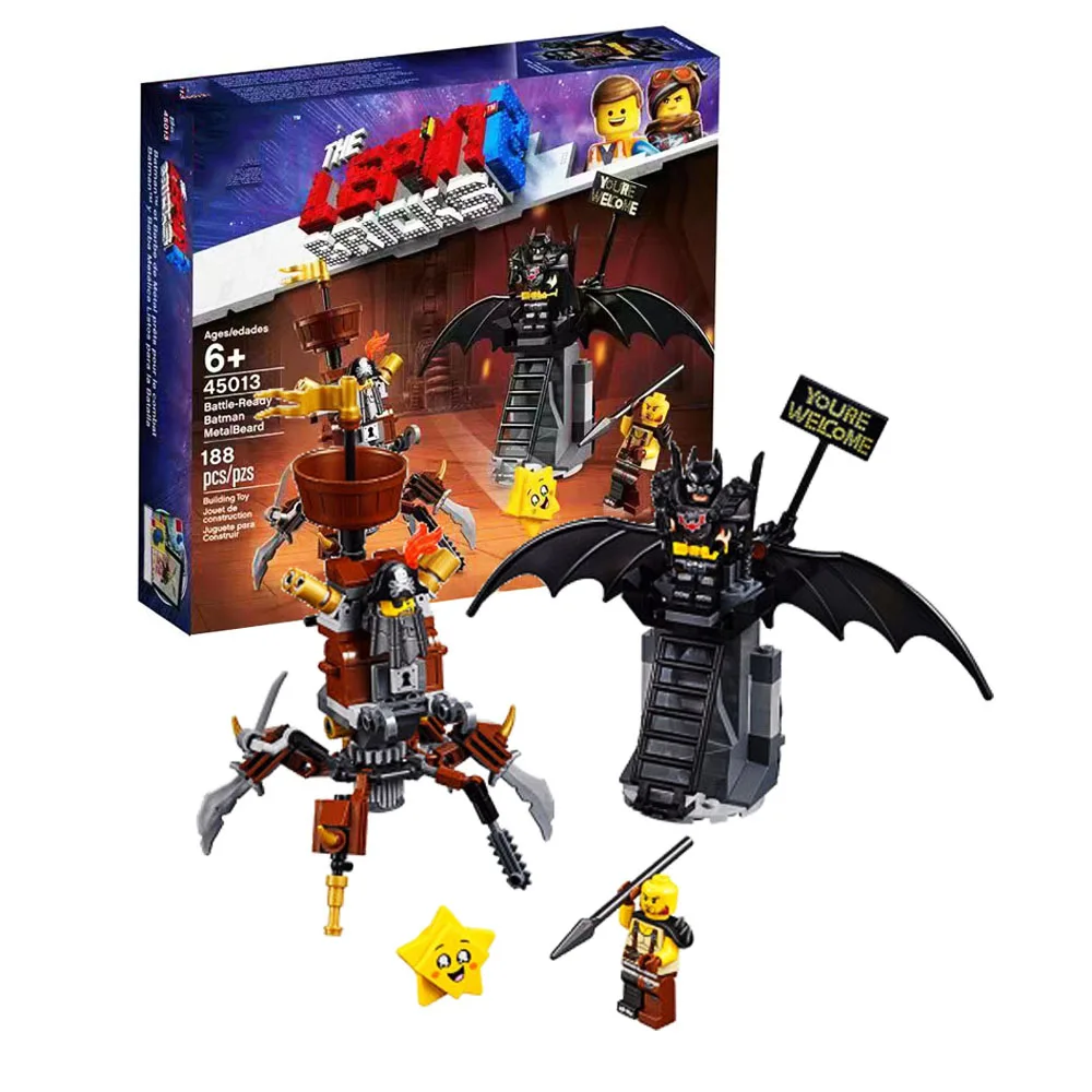 

2019 Battle-Ready Batman and Metal Beard Building Blocks Compatible with LegoING Movies 2 Series 70836 Toys for Children Gift
