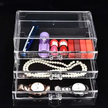 

Three-tier Transparent Makeup Desktop Drawers for Jewelry Table Cosmetic Jewelry Storages Box Holder Packaging Organizer