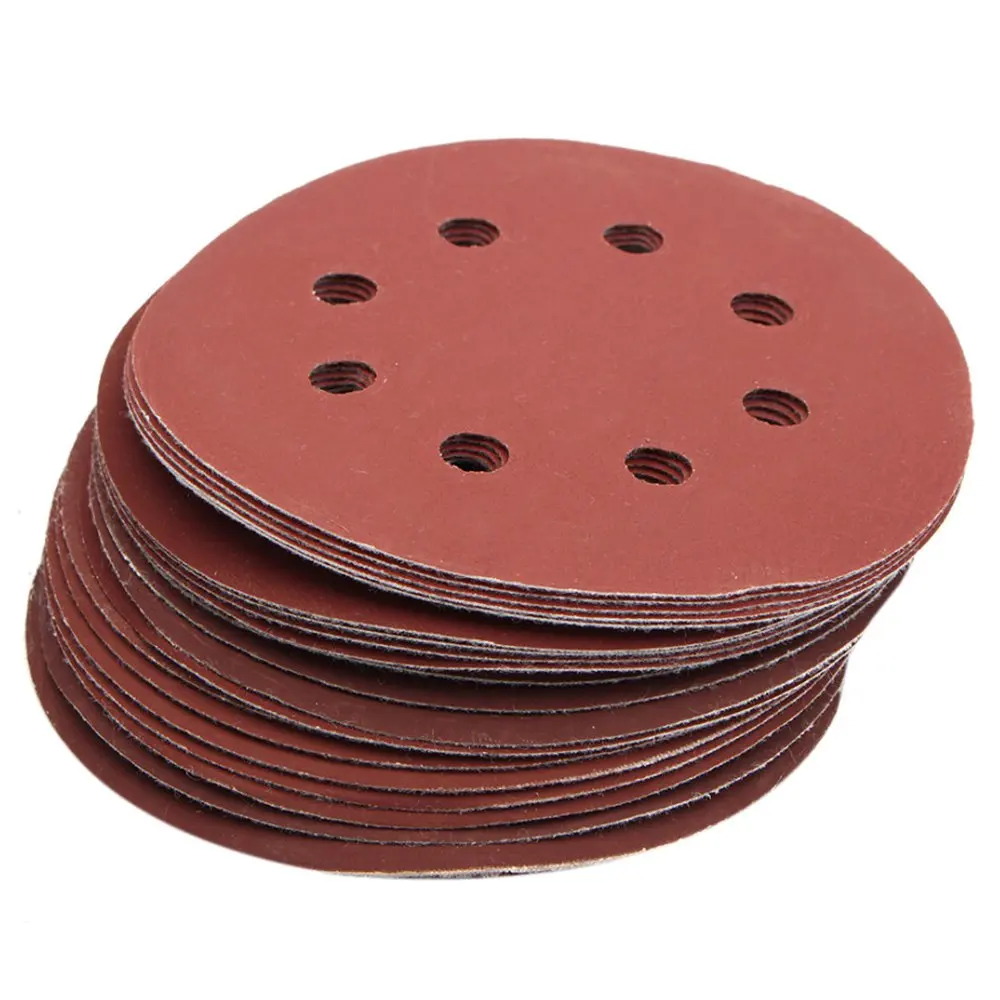HLZS 25Pcs 5inch 8 Hole Grit 600 1000 1200 1500 2000 Sander