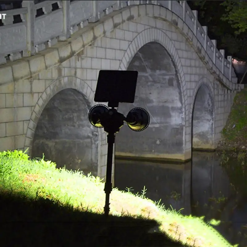 

36 LEDs Soar Garden Lawn Lighting Spike Lights Double Adjustable Head Spotlight Waterproof Induction Wall Lamps