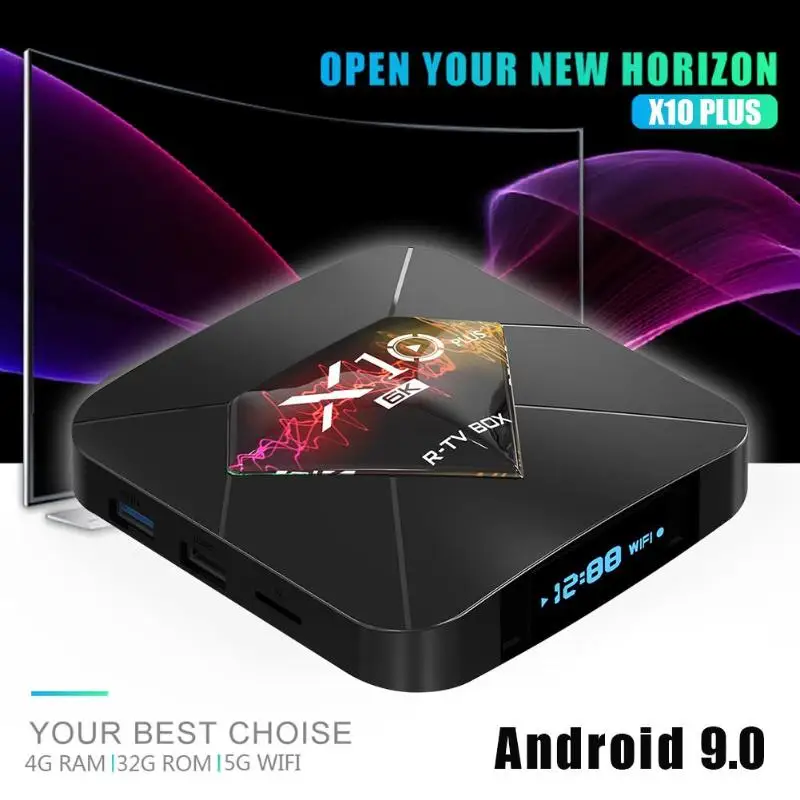 X10 Plus Smart TV Box Android 9.0 4+32/64G Allwinner H6 Quad-Core 2.4G WiFi 3D Media Player USB 3.0 Support 6K H.265 Set Top Box