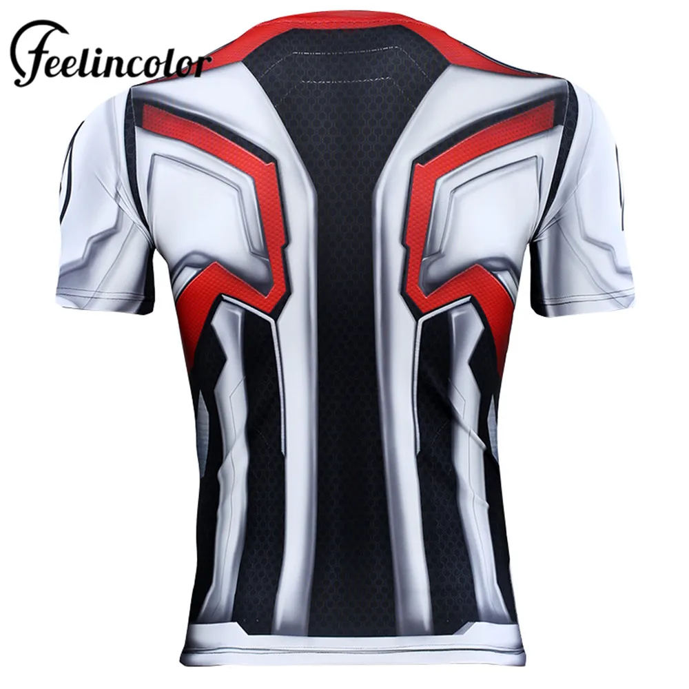 Feelincolor Avengers Endgame Quantum Realm Men 3D Printed T shirts Compression Shirt Iron Man Cosplay Costume Short Sleeve Top