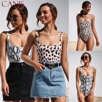 

Fashion Casual Slim Women Leopard Print One Piece Padded Swimwear Swimsuit Bathingsuit Monokini Summer Clothes