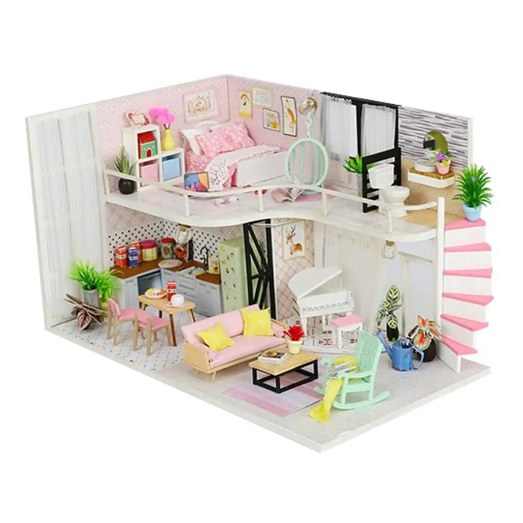 

1/24 Miniature Dollhouse Kit DIY Wooden Doll House Model with Furniture Educational Toys Birthday Gift for Children Kids Adult