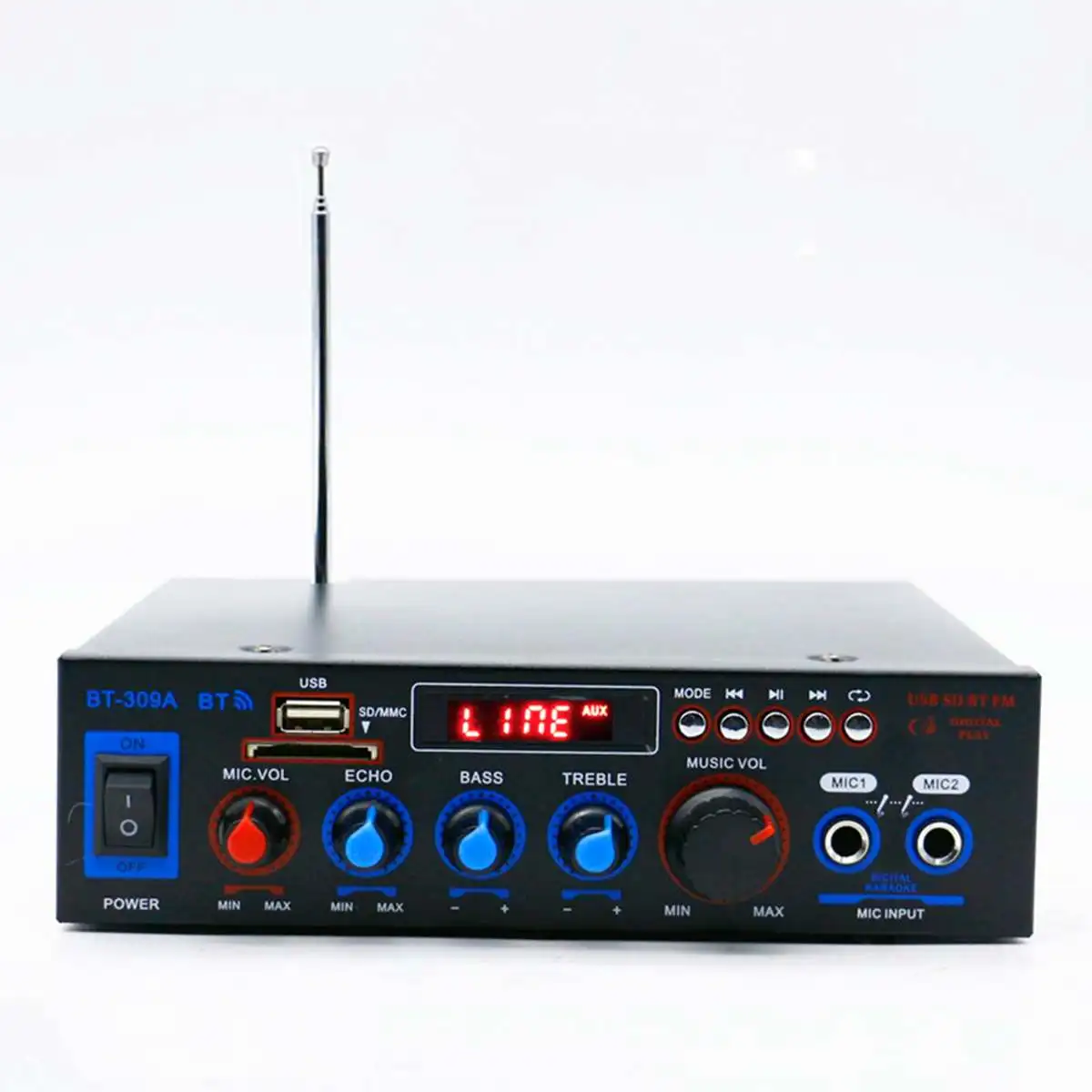 Baratos AMPLIFICADOR DE POTENCIA DE Audio HIFI 2CH 800W amplificadores de cine en casa 12 220V Audio con soporte de Control remoto FM USB tarjeta SD bluetooth