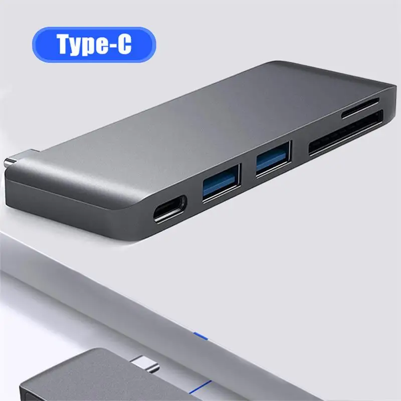 

USB Type C Hub USBc 3.0 Adapter wireless usb splitter 5in1 with Type C Charger/SD/TF Card Reader Ports external powered USB hub