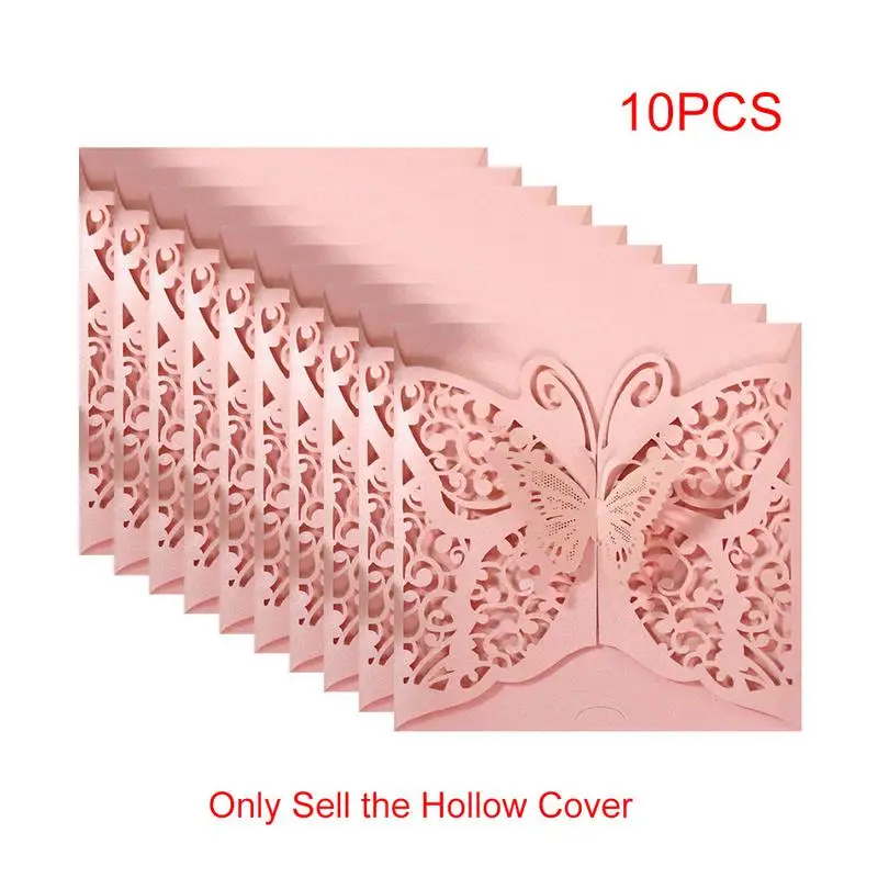  10pcs Hollow Butterfly Wedding Invitation Cards Card Paper and Cover Kit for Wedding Birthday Showe - 33006123445