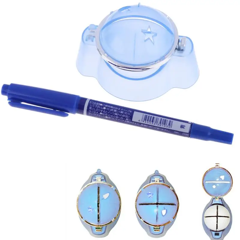 

Golf Ball Liner Marker Template Drawing Alignment Tool Plastic + Pen Blue