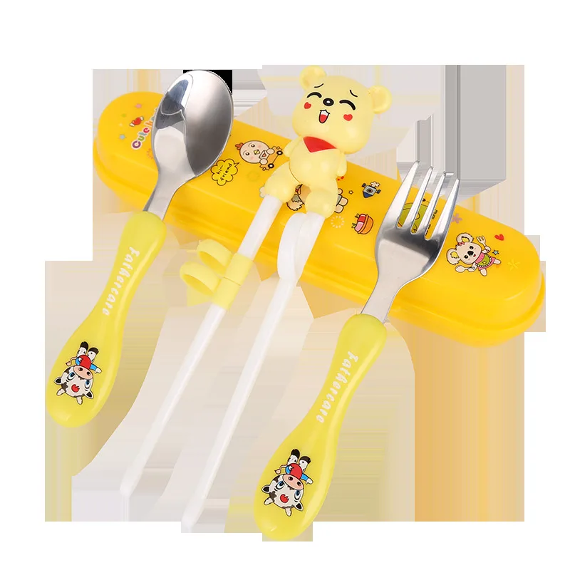 

Children Chopsticks Household Child Tableware Baby Having Dinner Spoon Fork Study Practice Suit Boy girl