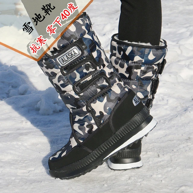 Botas térmicas de invierno para hombre y mujer, zapatos altos lana cálida para pesca, escalada, Camping, senderismo y esquí, talla grande - AliExpress