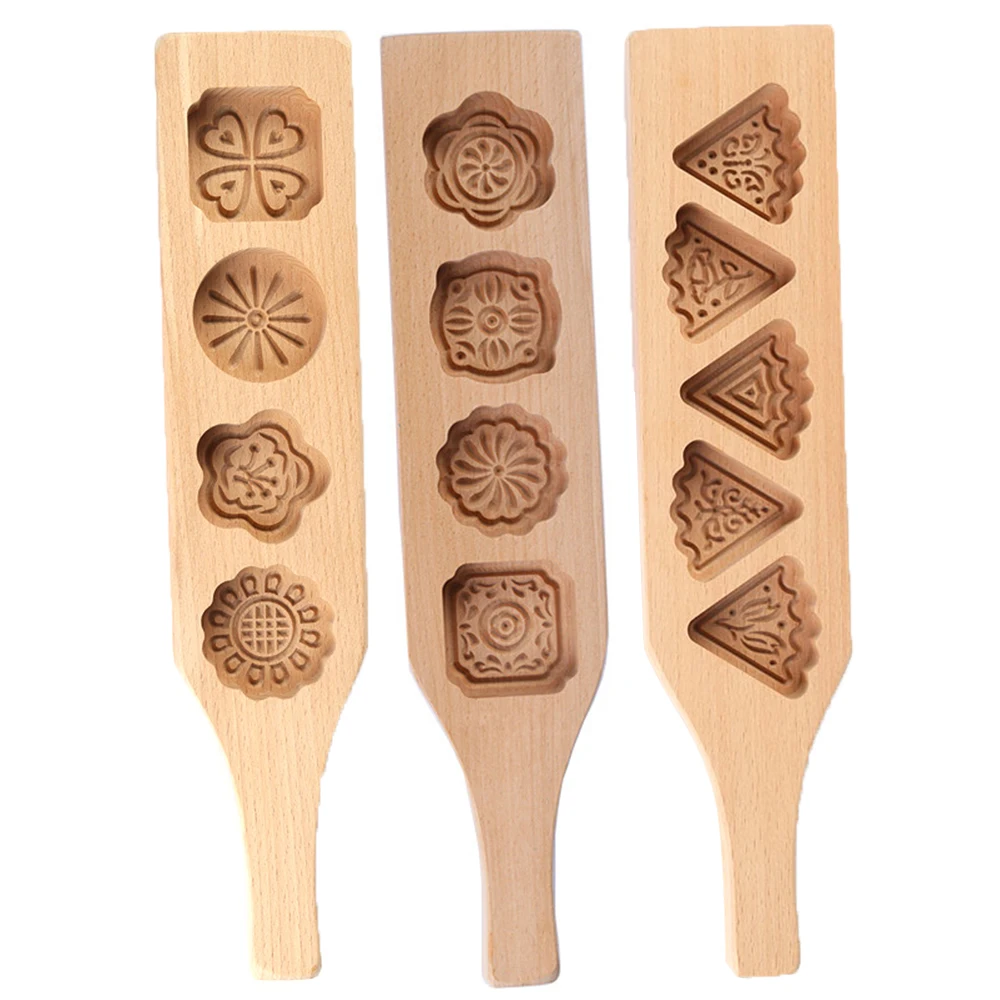 

Wooden Mooncake Baking Mold Cookies Mold 3D Flower Fondant Mooncake Tools, Mooncake Decorating Kitchen Accessories