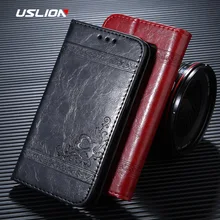 USLION кожаный чехол-бумажник с откидной крышкой для iPhone 6, 7, 8 Plus, X, XR, XS, Max, Ретро стиль, 3D принт, цветок, Роскошный чехол для телефона, полное покрытие, сумки, чехол