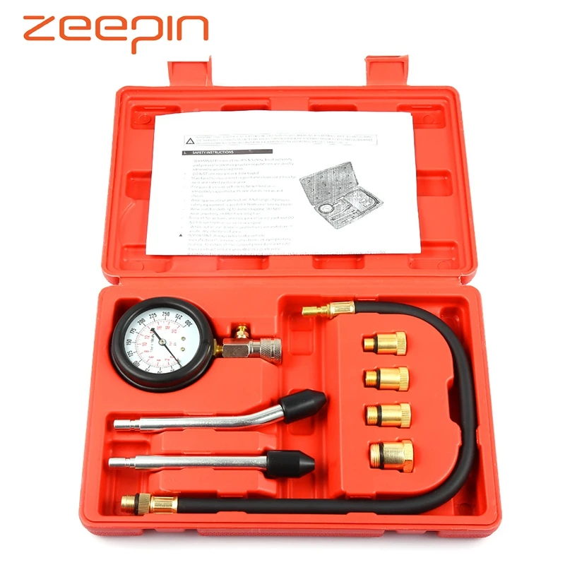 

9pcs Car Cylinder Compression Gauge Tester Motor Auto Petrol Gas Engine Pressure Vacuum Test Set Car Diagnostic Repair Tool