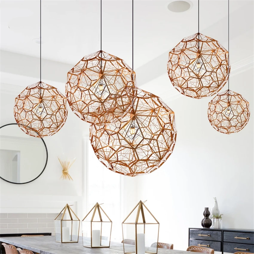 

Modern Chandelier Tom Dixon Etch Web Pendant Lamp Lights Diamond Ball Stainless Steel Dining Room Bedroom Hanging Lamp Fixtures