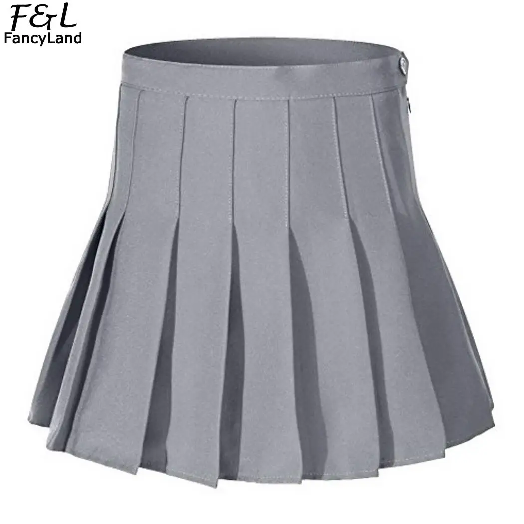 Новая женская повседневная Летняя мини юбка однотонная с высокой талией А-силуэта плиссированная выше колена Милая юбка на молнии свободные юбки