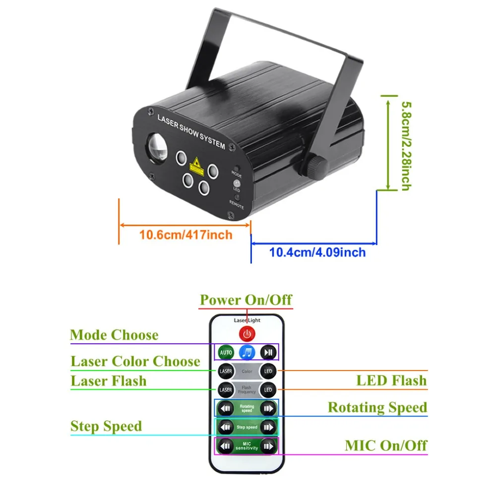 Sharelife миниатюрный 4 объектива 96 RG шаблонов светильник свет смешанный RGB