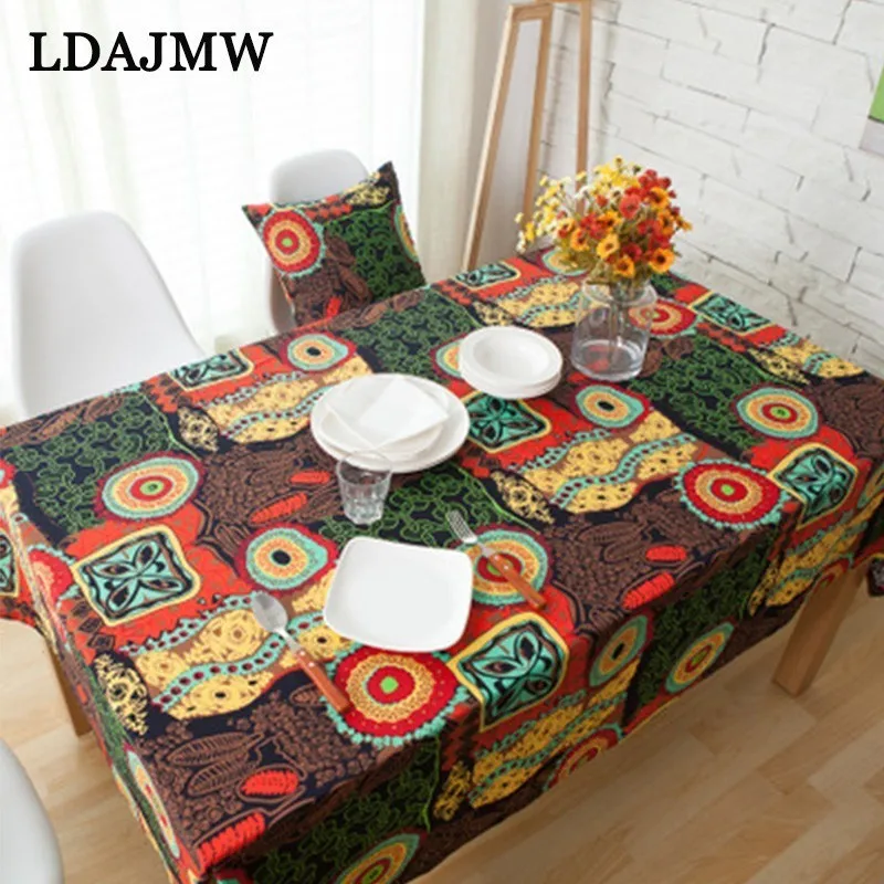 

LDAJMW Kitchen Decoration Tablecloth Dinner Party Summer Outdoor Picnic Cloth Dustproof Cotton And Linen Rectangular Tablecloth