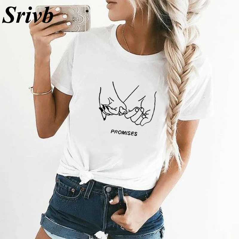 

Srivb Promises Love Graphic Tee Shirt Femme Tumblr Plus Size Cotton Print Women T Shirt Tops Harajuku New Fashion T Shirt Women