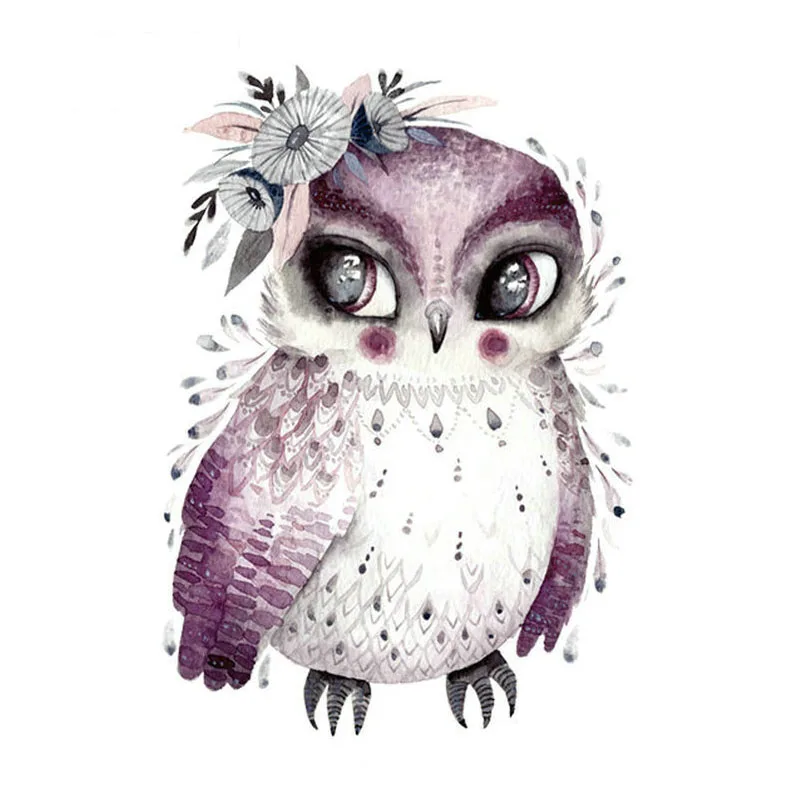 

Owl Purple Heat Transfers Sticker Patches Iron on Clothes Fabric Painting Appliqued A-level Washable DIY Iron Patches