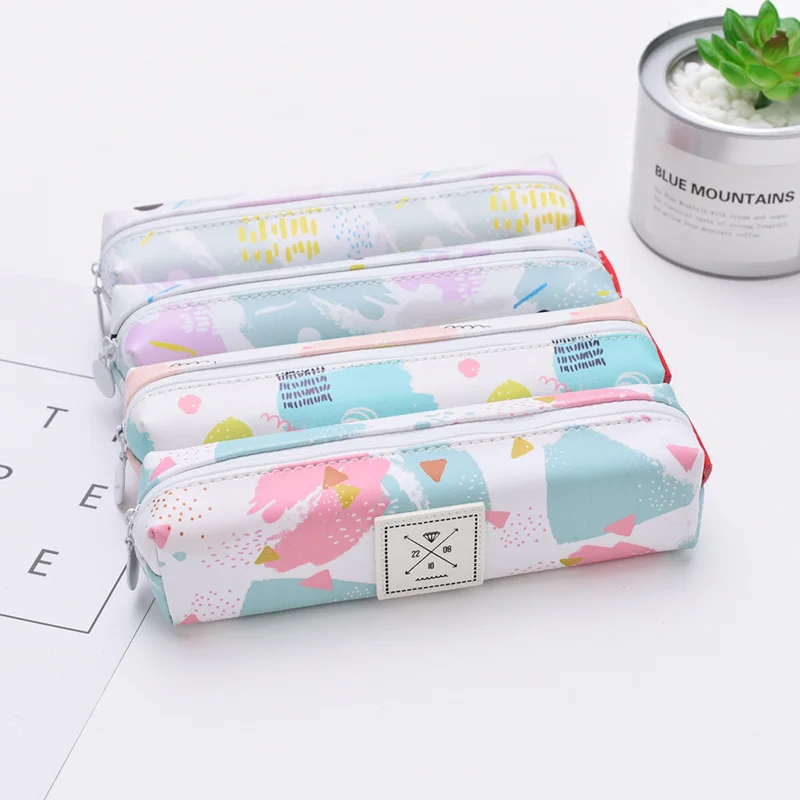 Воды цвет кавайный пенал карамельный угол Pencilcase милый холст школьная сумка Карандаш Офисные принадлежности творческий Papeterie