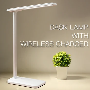 

VEEAII Wireless Charger Desk Lamps bureaulamp led Table Light Qi Wireless Charger For iPhone X soft light Folding design