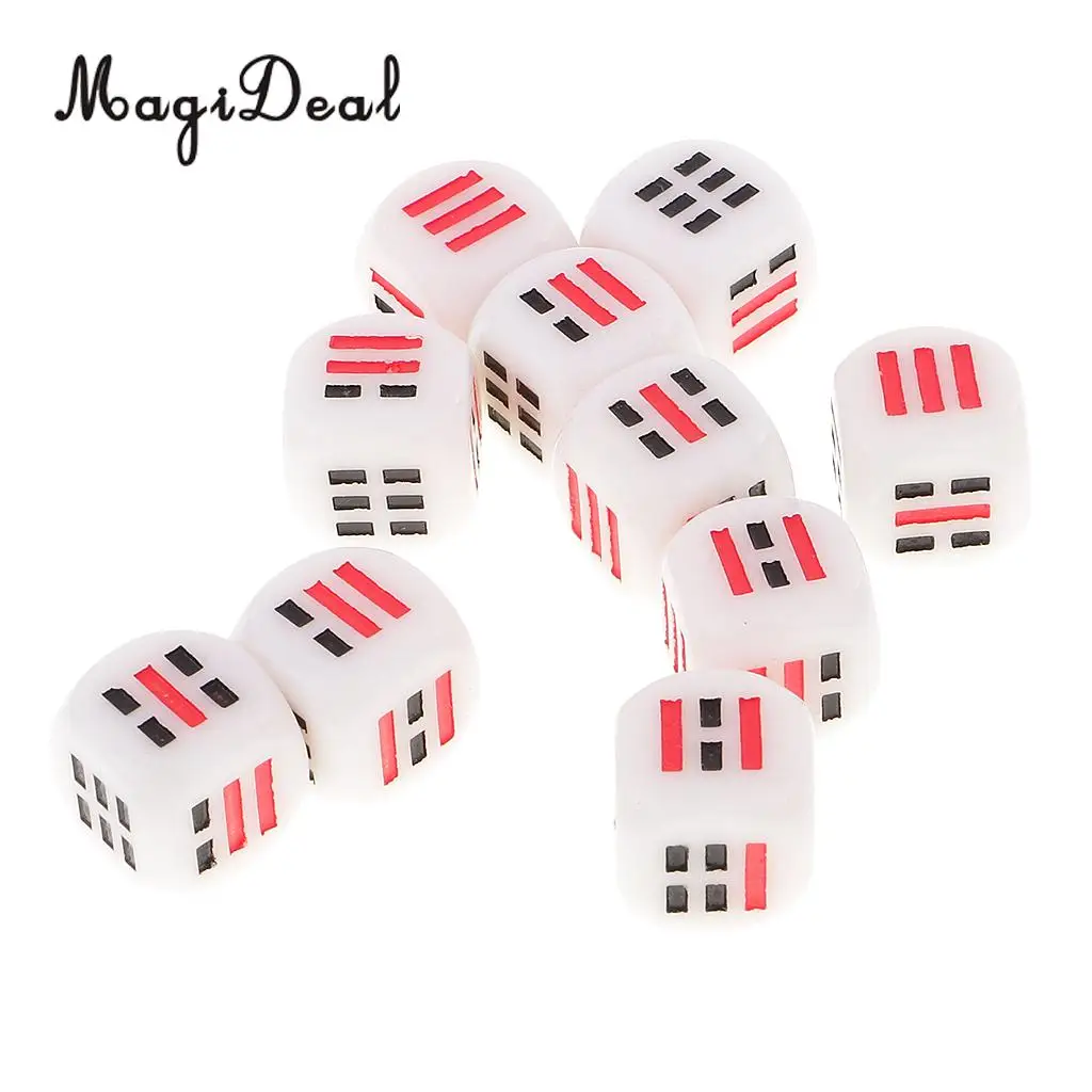MagiDeal 10 шт. пластиковые 6 сторонние D6 фотообои для гадания триграммы игрушки